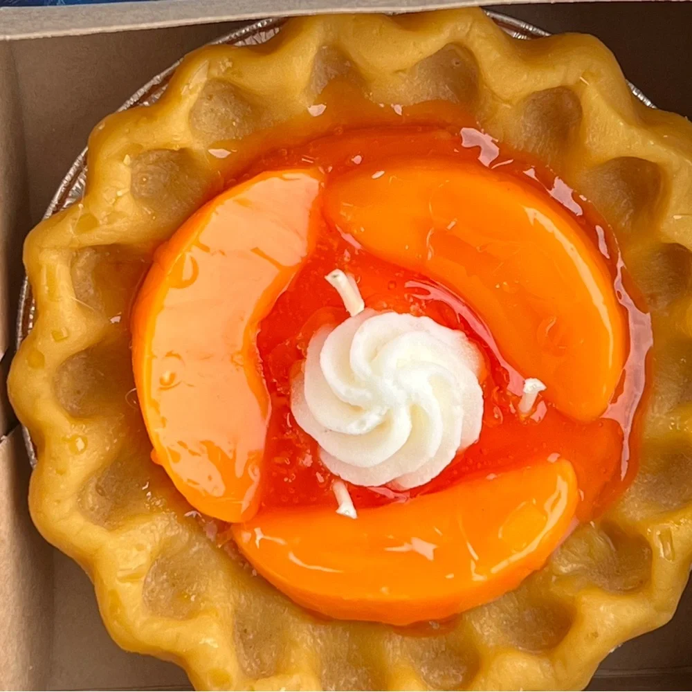 Dessert candles that resembles and smells like a real pie.
